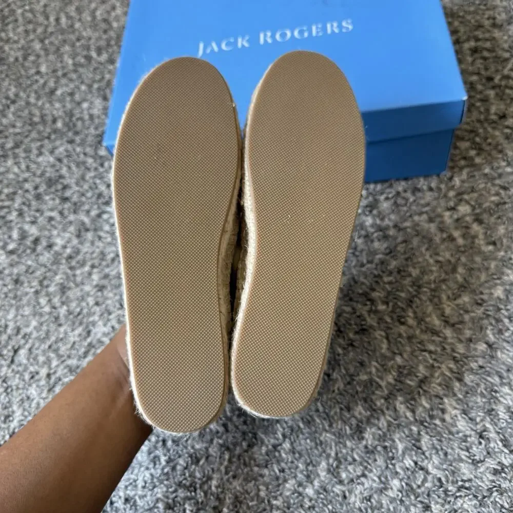 Jack Rogers Luna Suede Espadrilles Platform Shoe Slip On 6 M Sand Tan New